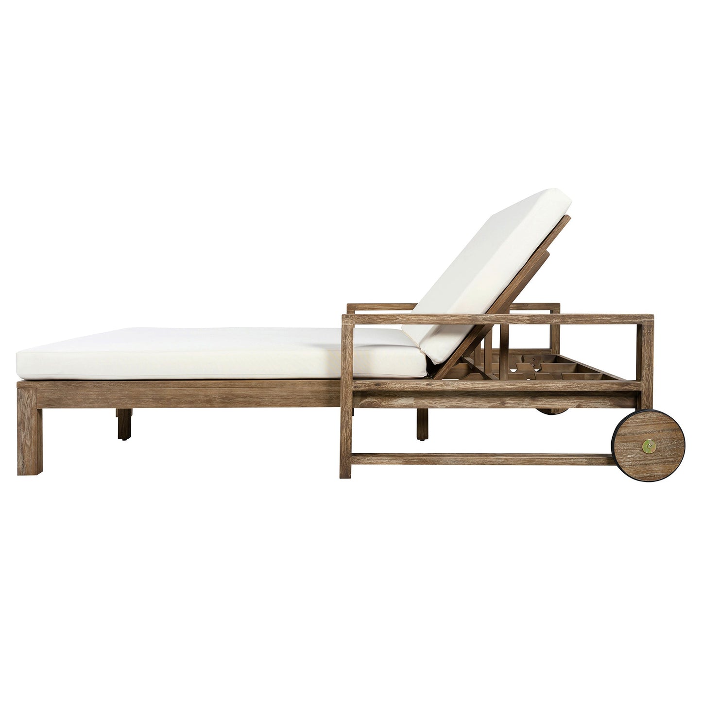 TREXM 1-Piece Farmhouse Wooden Outdoor Sunbed for 2