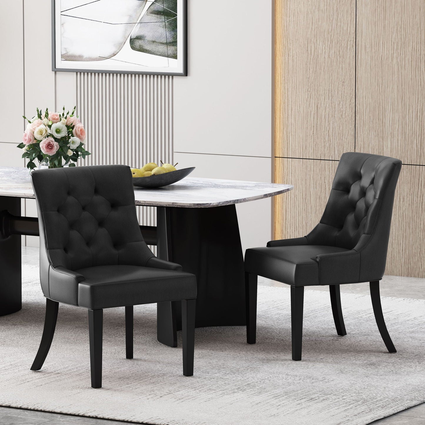 Cheney Contemporary Dining Chair Tufted Upholstery (Set of 2)