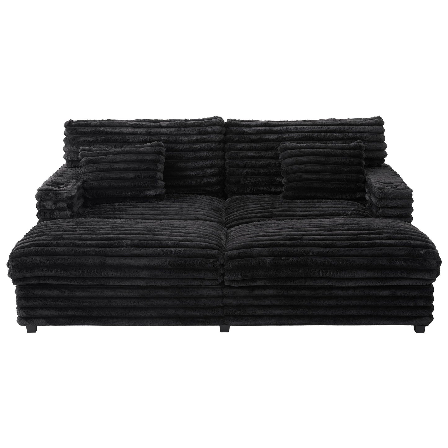 Oversized Double Chaise Lounge Sofa Bed With USB Ports And Cup Holders