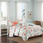 6 Piece Cotton Sateen Quilt Set with Throw Pillows - Coral King King/Cal King