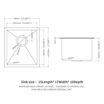 Undermount Kitchen Sink With Deep Single Bowl