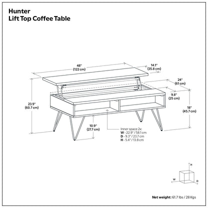 Hunter - Handcrafted Lift Top Coffee Table
