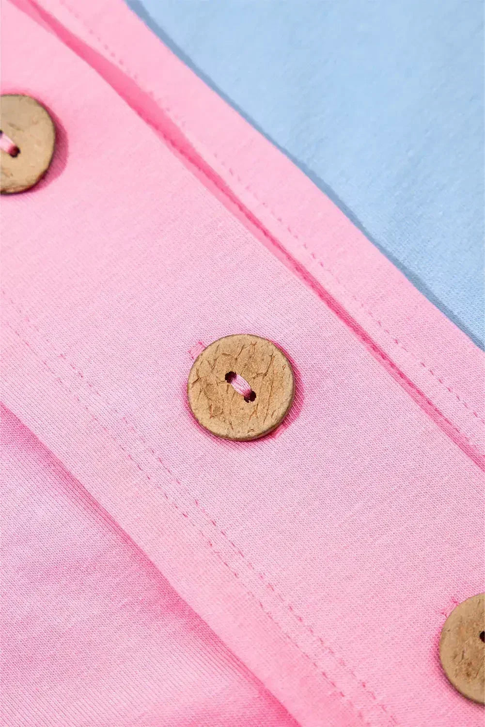 Mint Green Colorblock Half Buttons Henley T Shirt