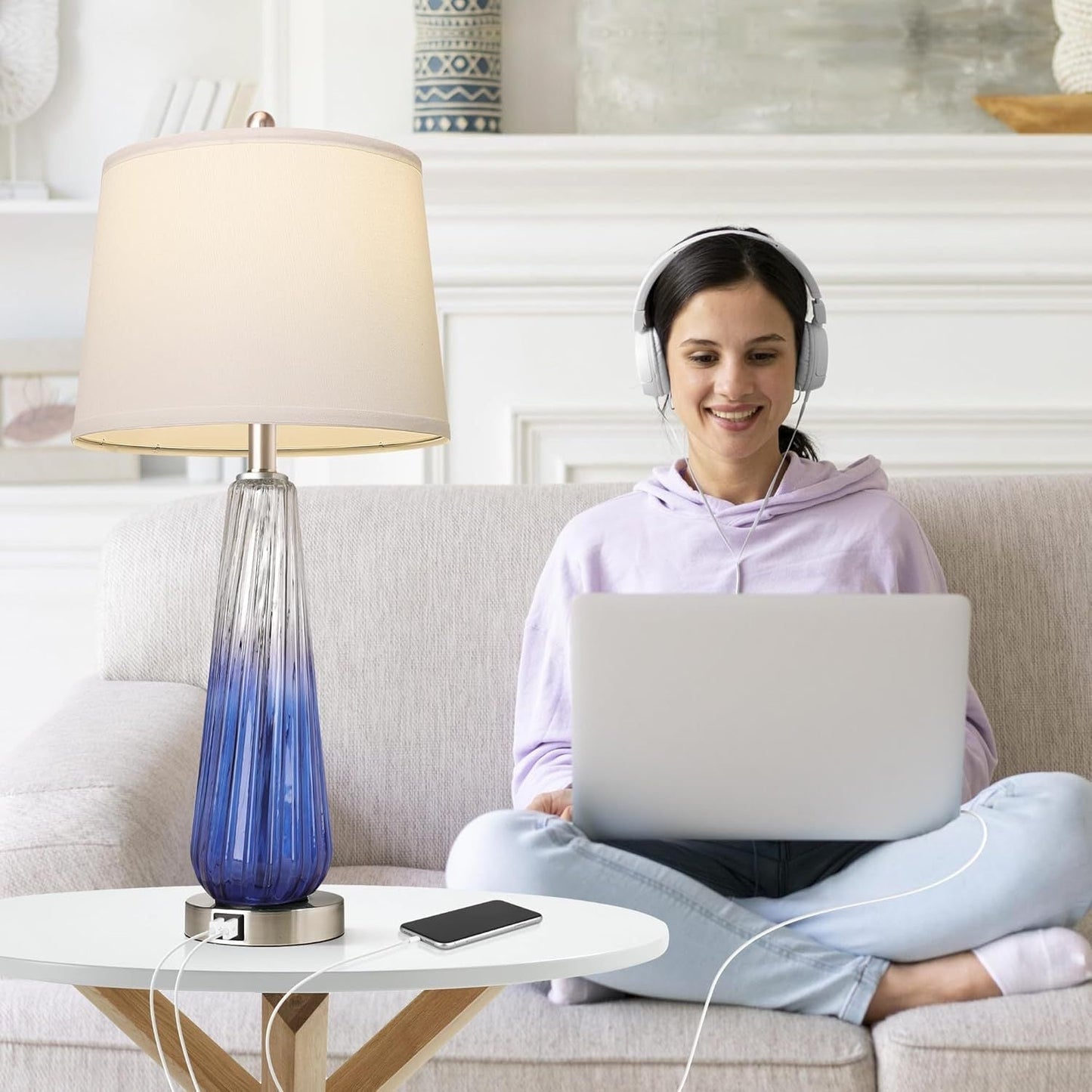 Table Lamps Set of 2 with Touch Control and USB Ports