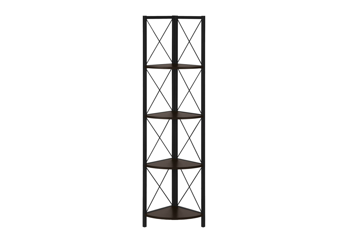 4-Tier Corner Bookshelf with Marble Look and Metal Frame