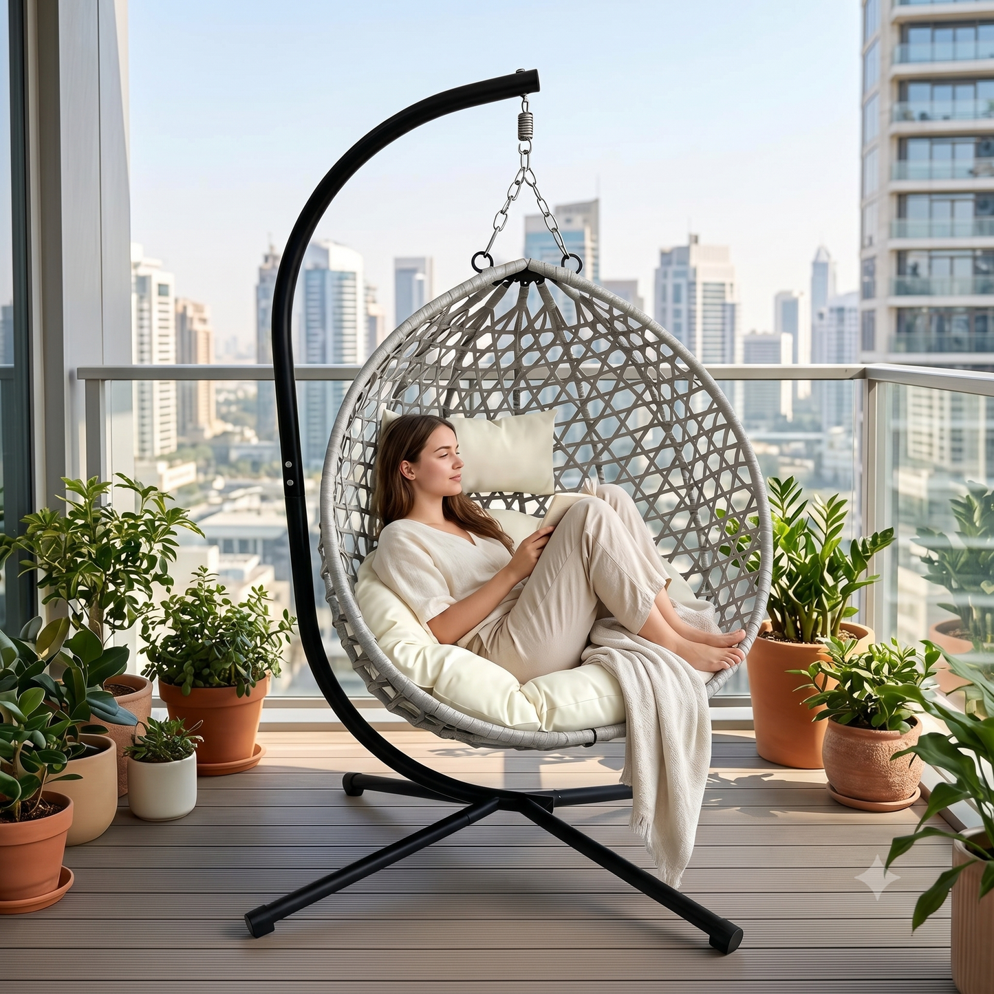 Foldable Hanging Egg Chair with Stand