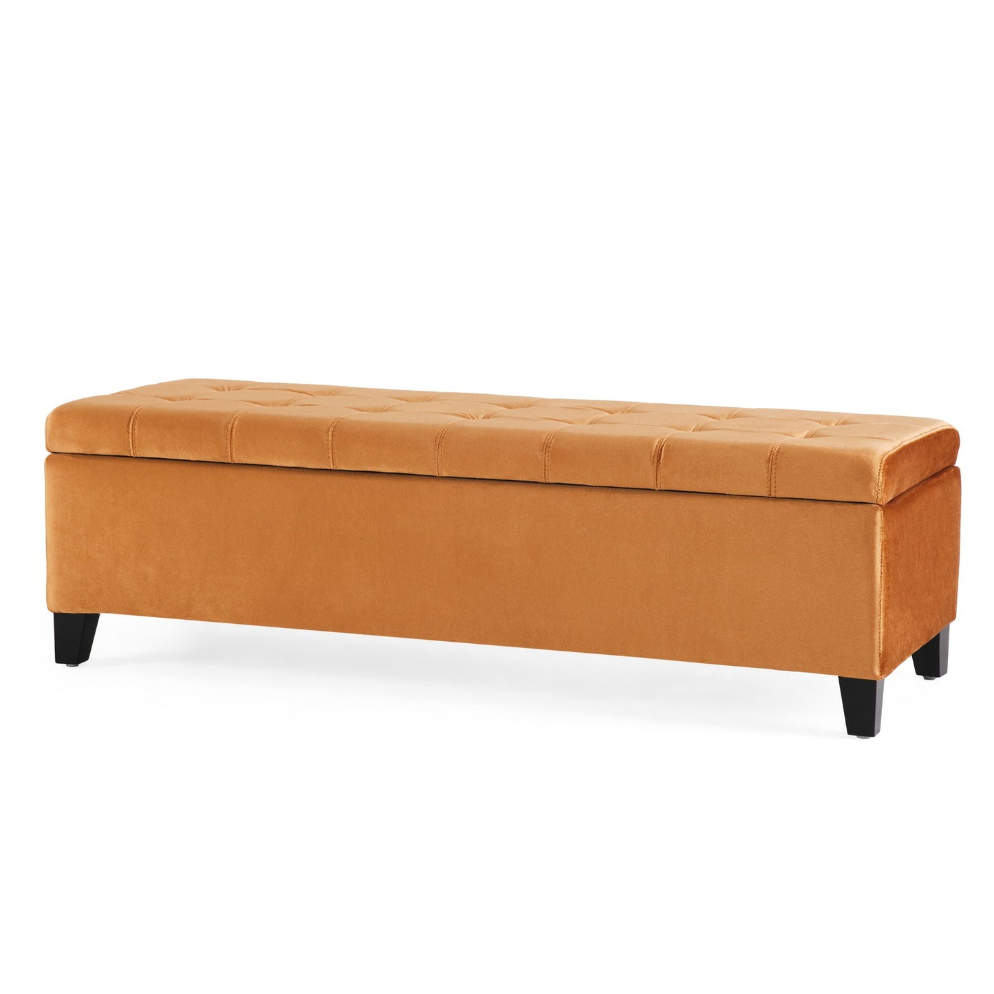 Wendover Elegant Tufted Storage Bench With Lift-Up Top And Birch Wood Legs