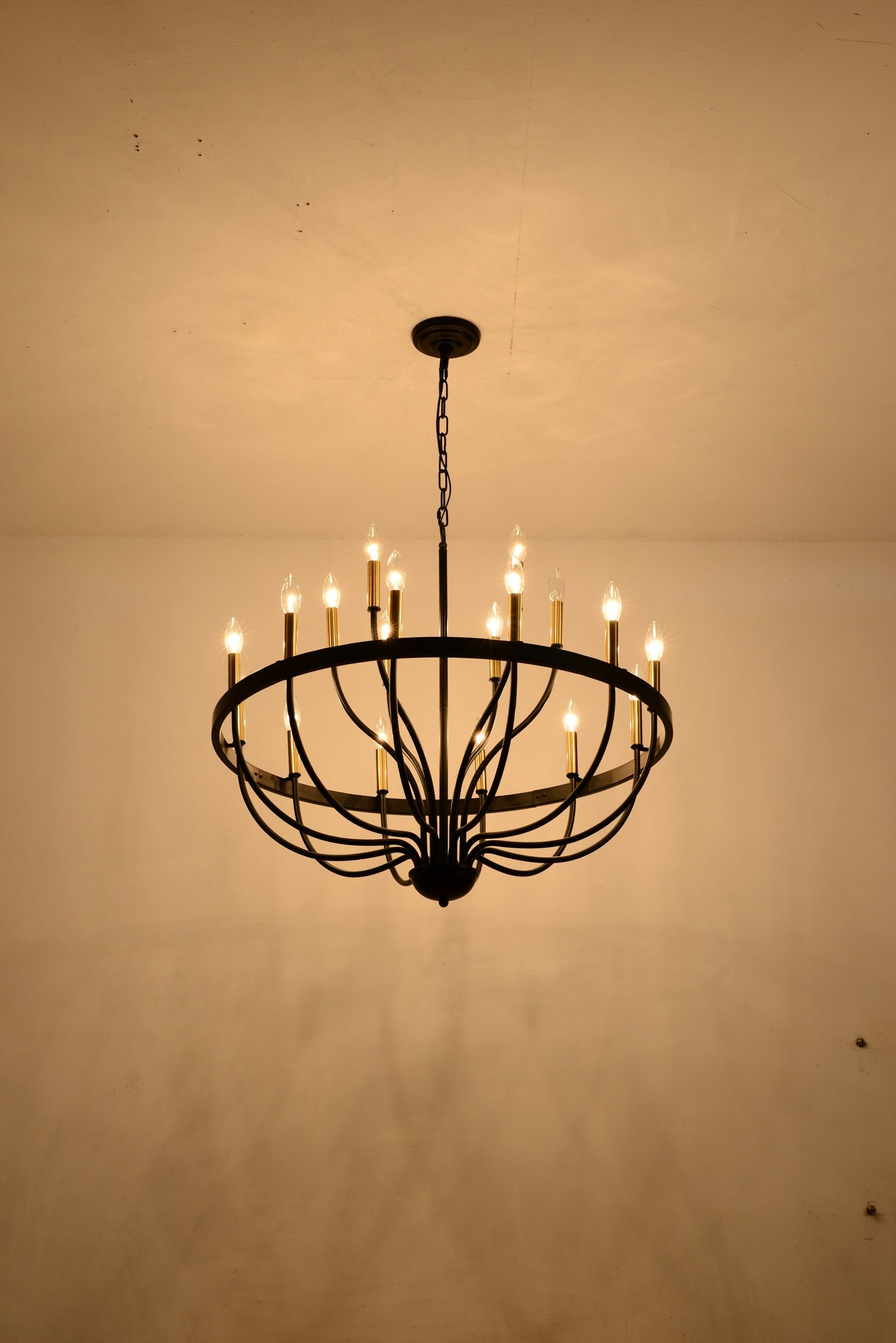15-Light Industrial Iron Candle Chandelier Modern Farmhouse Pendant Light
