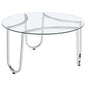 Beller Round Tempered Glass Top Cocktail Coffee Table Chrome