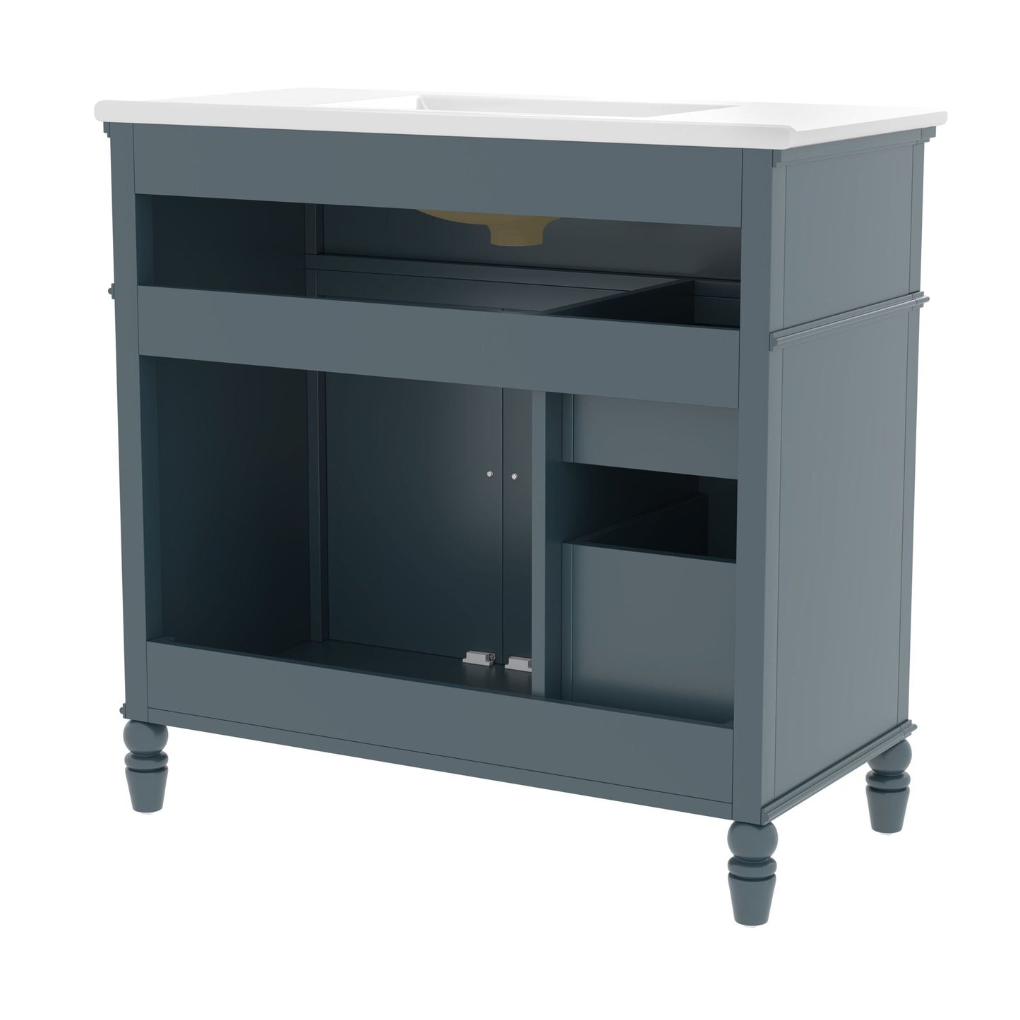 Bathroom Vanity With Sink, 2 Doors 2 Drawers, Freestanding Design