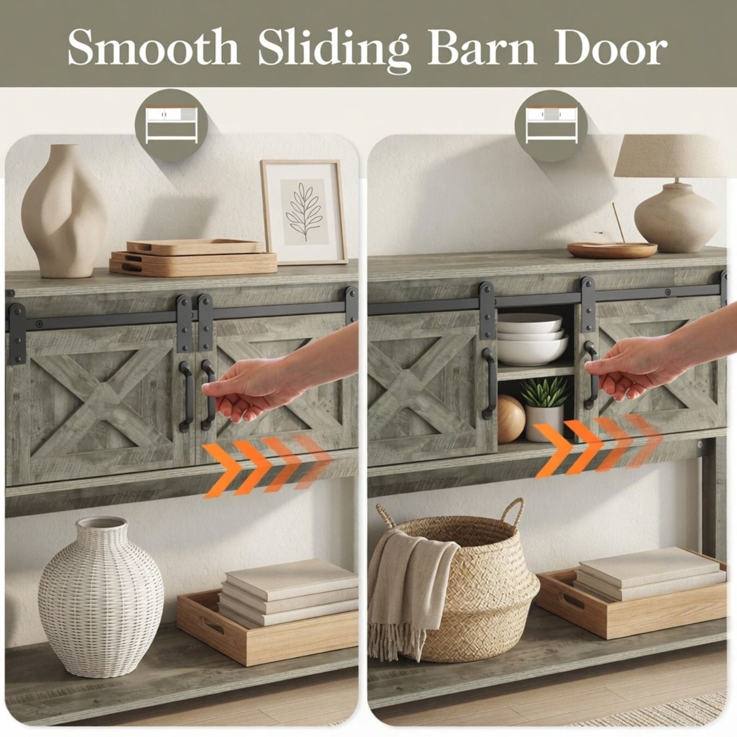Farmhouse Entryway Table With Sliding Barn Door