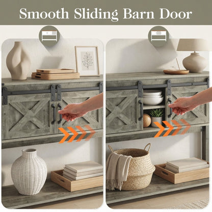 Farmhouse Entryway Table With Sliding Barn Door