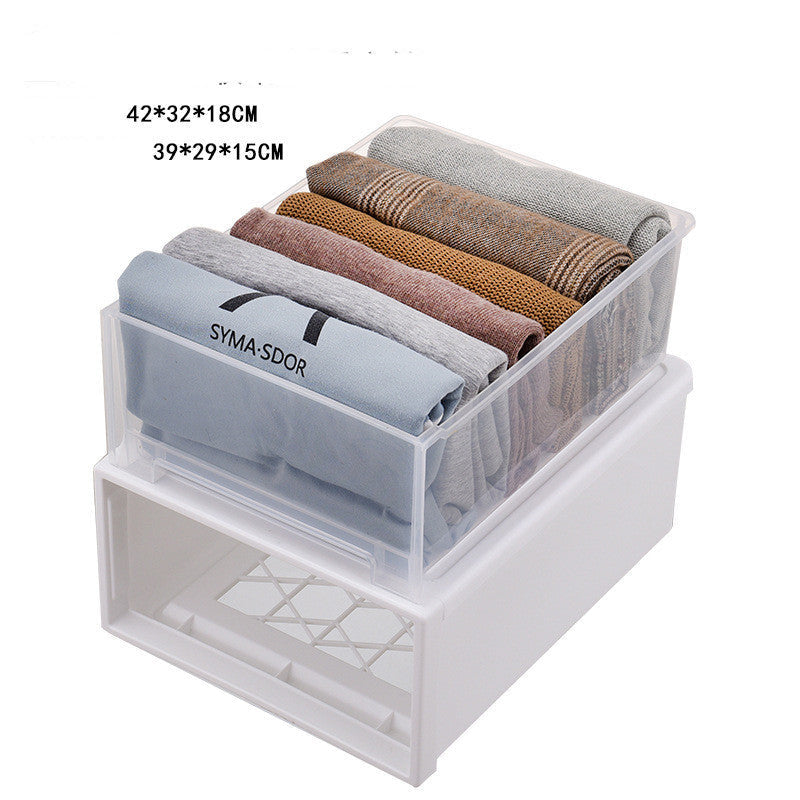 Drawer Type Plastic Transparent Wardrobe Storage Box Finishing