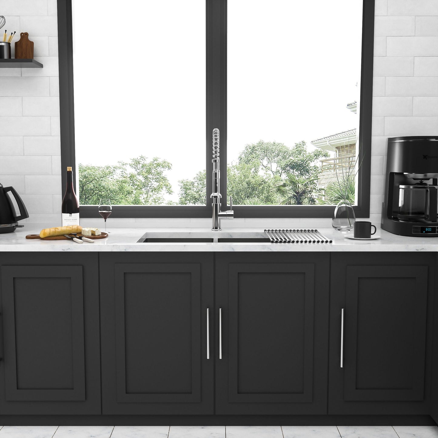 Modern Double Bowl Undermount Kitchen Sink 50 / 50 Design Stainless Steel