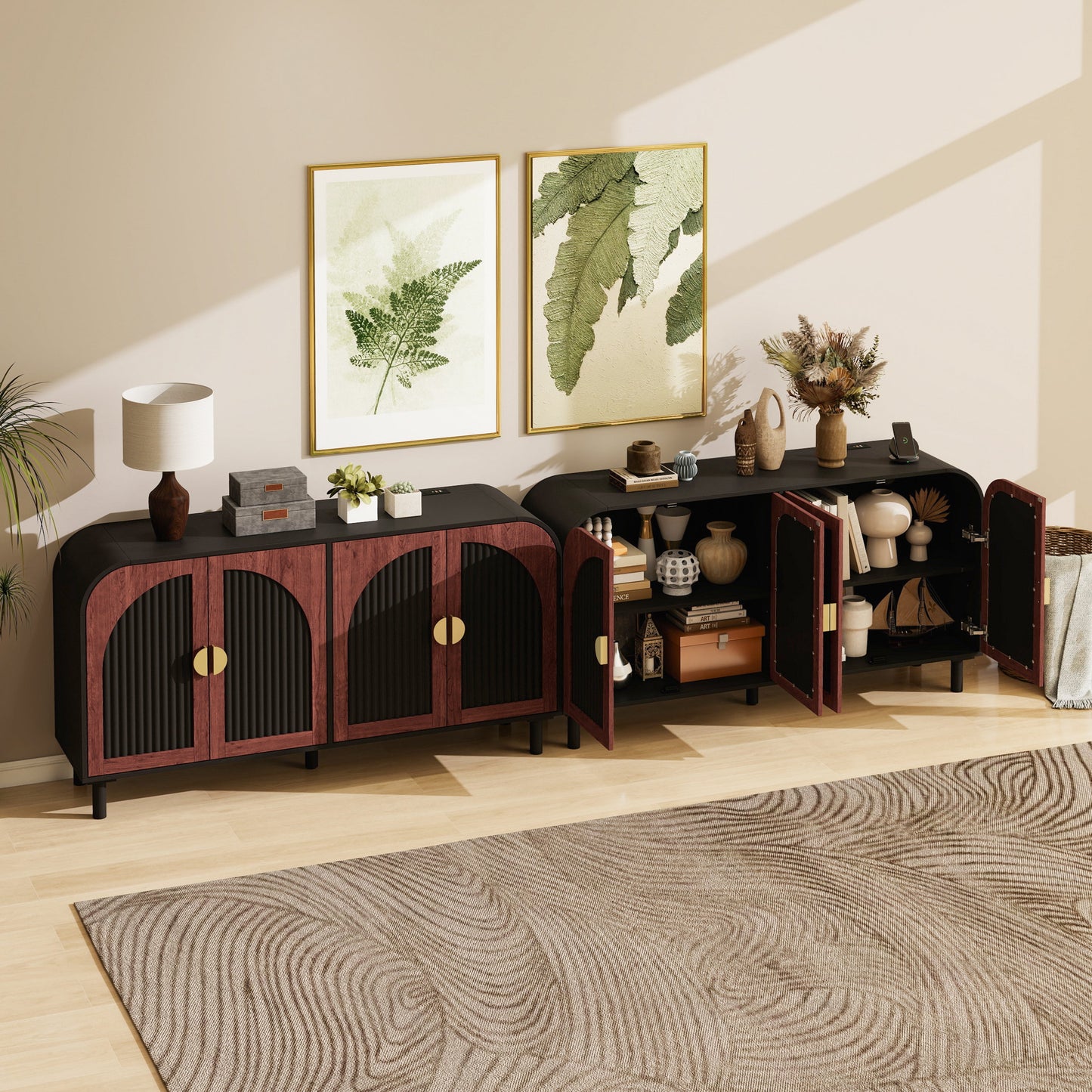 Vintage Arched Sideboard Cabinet with Mid-Century Vintage Style