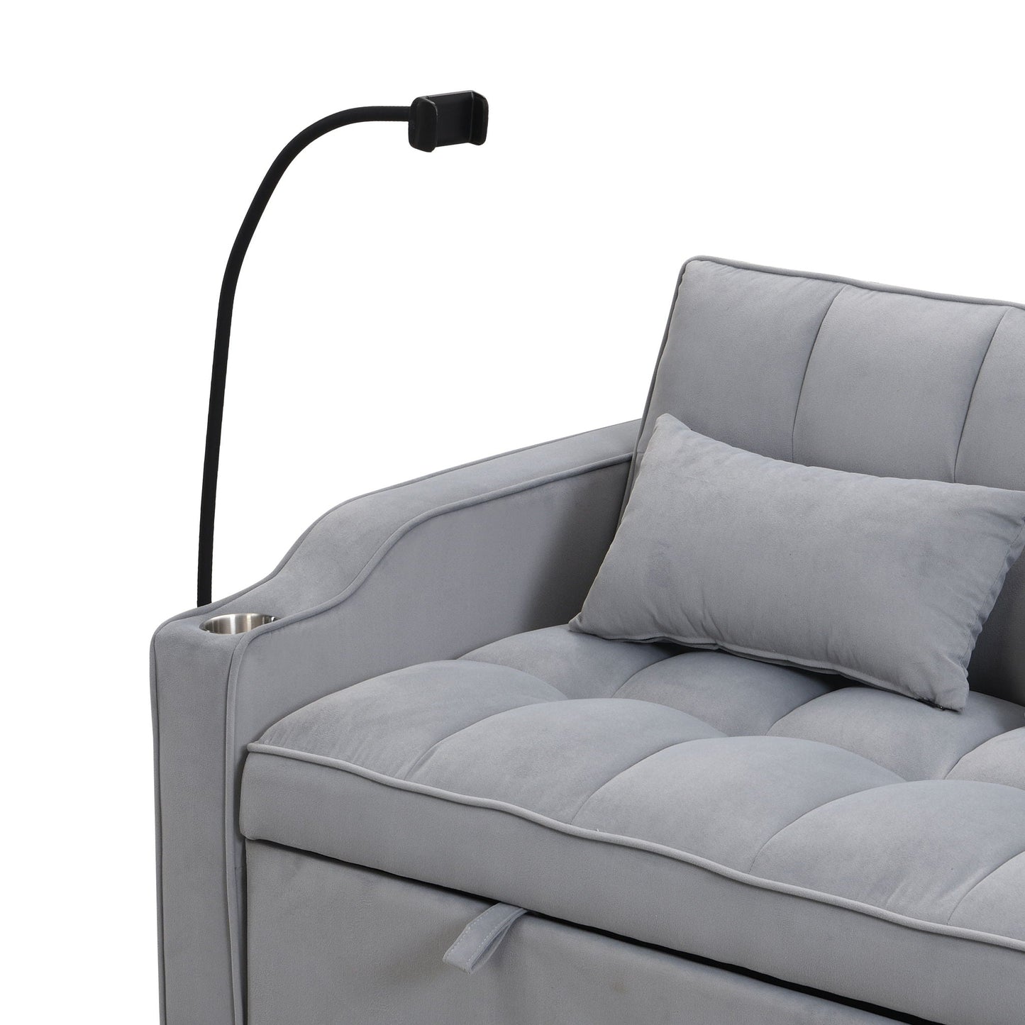 Modern Loveseat Futon Sofa With Pullout Bed, Adjustable Reclining Backrest, Toss Pillows