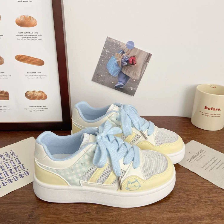 Cute Cat Design Low-Top White Shoes For Women, New Spring 2026 Collection, Versatile Fashion Casual Sneakers With Soft Sole And Unique Stylish Design