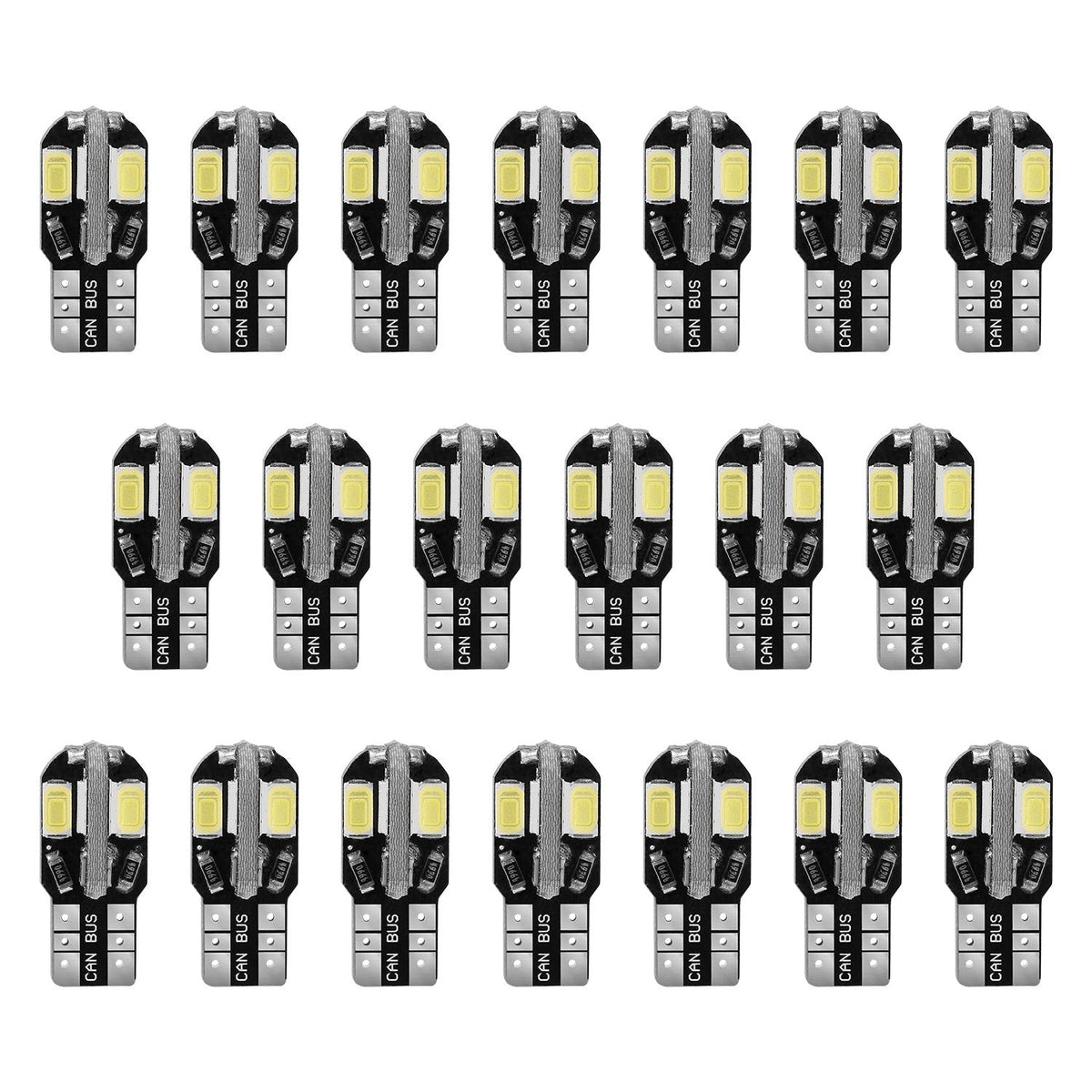 20Pcs T10 SMD5730 LED Light Bulbs 6000K Wedge Light Lamps Dome Map License Plate Car Interior Festoon Lights Kits