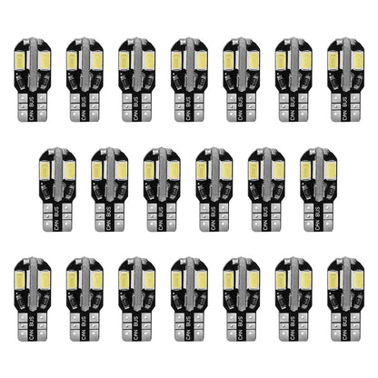 20Pcs T10 SMD5730 LED Light Bulbs 6000K Wedge Light Lamps Dome Map License Plate Car Interior Festoon Lights Kits