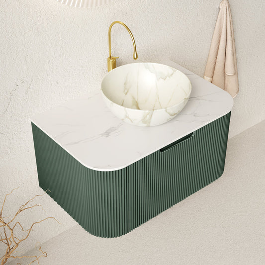 DINA 30" Bathroom Vanity & Sink, Floating Curved Edges