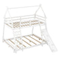 Georgiana - Twin Over Queen House Bunk Bed With Climbing Nets And Climbing Ramp