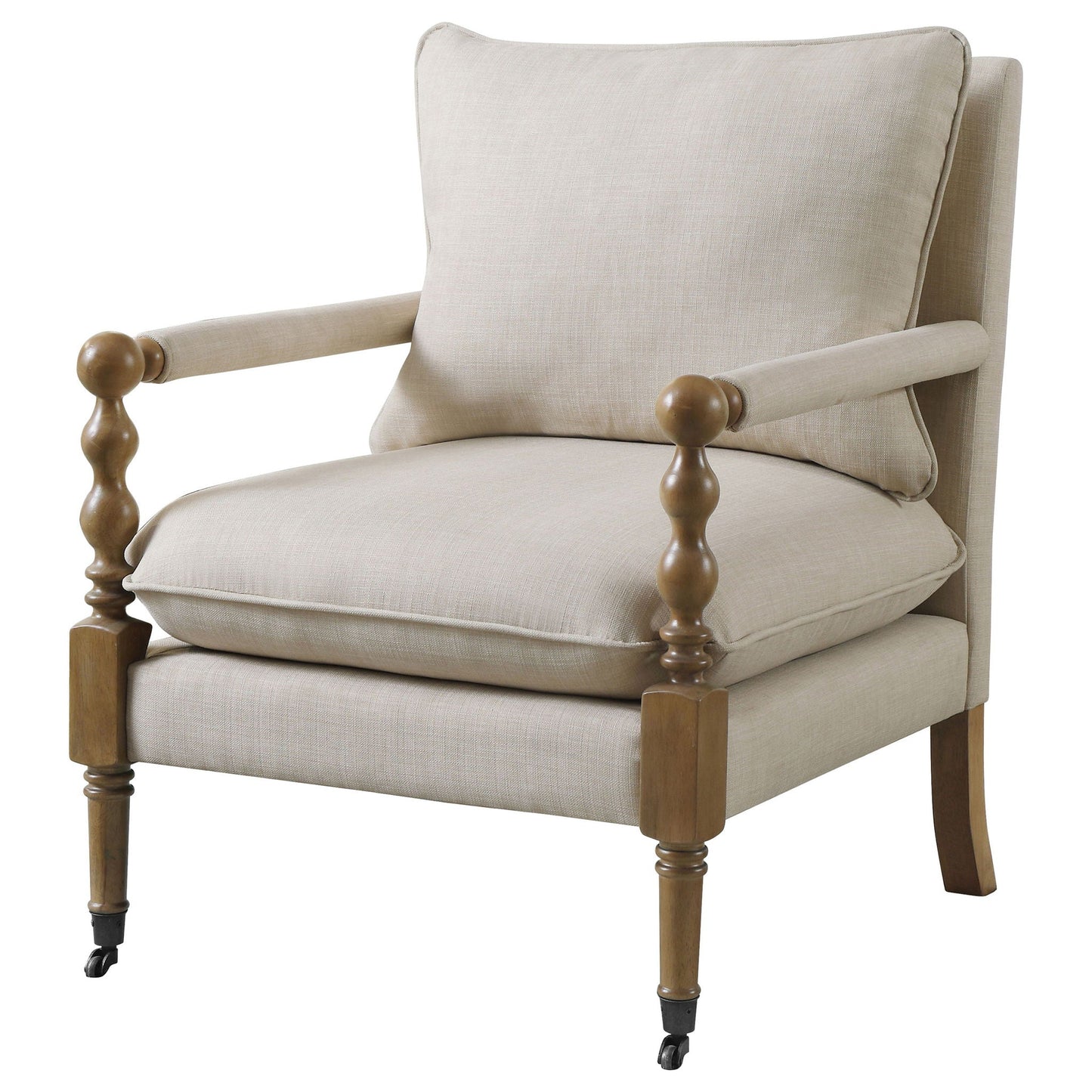 Accent Chair With Turned Legs - Beige