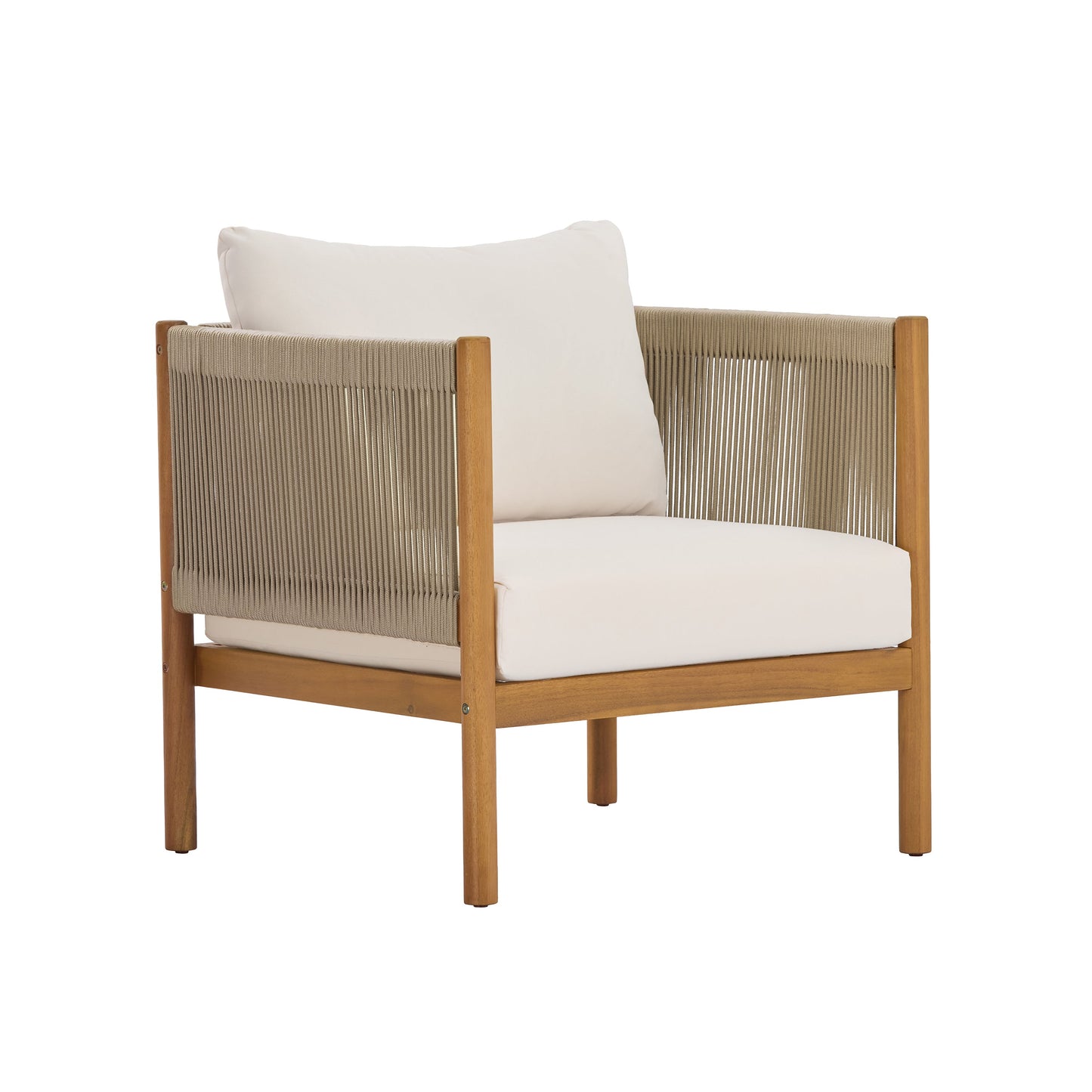 Outdoor Club Chair with Acacia Wood Frame in Teak Look