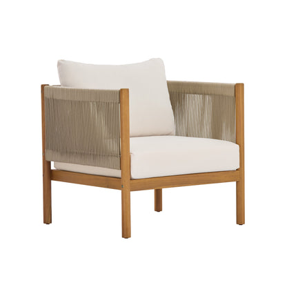 Outdoor Club Chair with Acacia Wood Frame in Teak Look