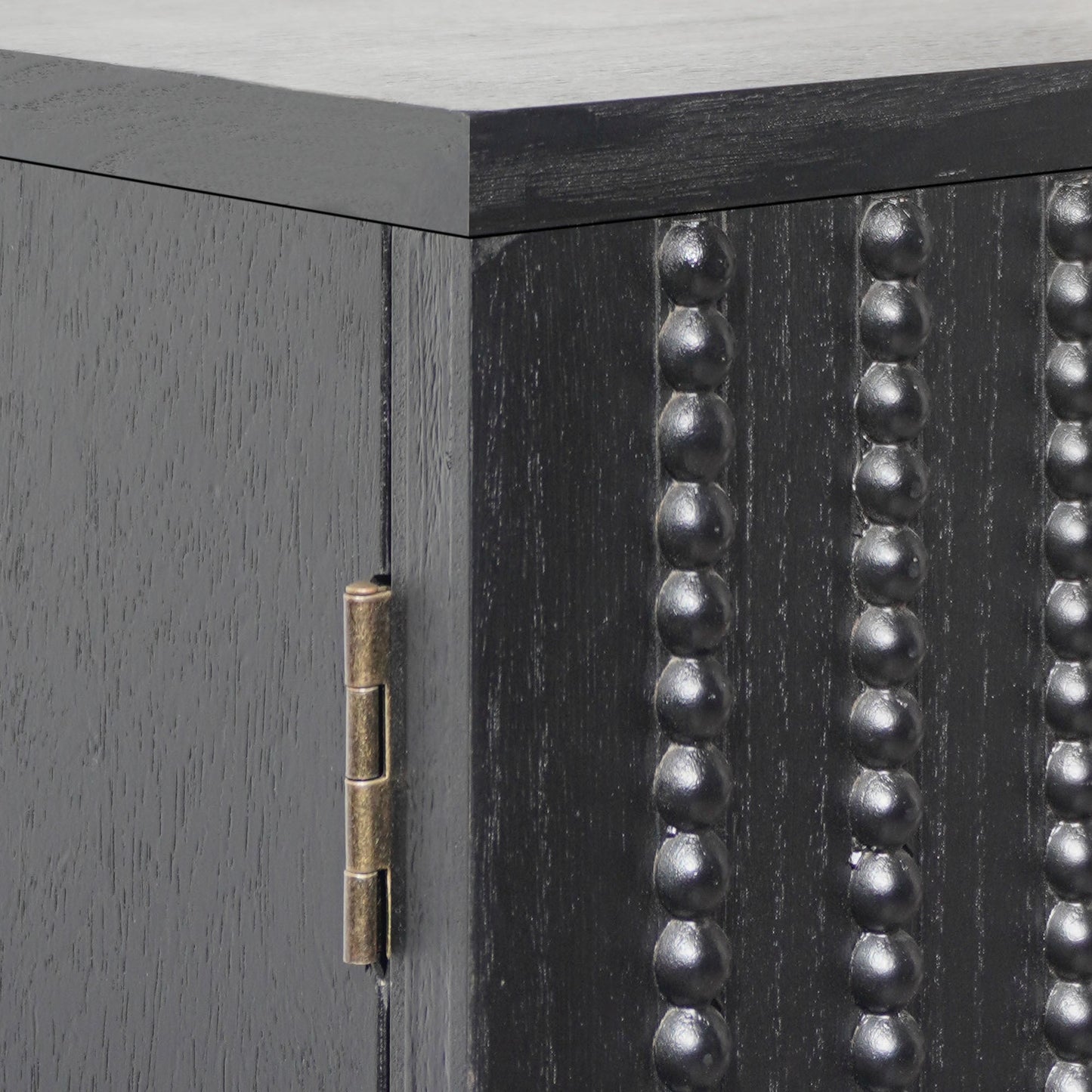 Modern Black Wood Storage Cabinet with Decorative Door