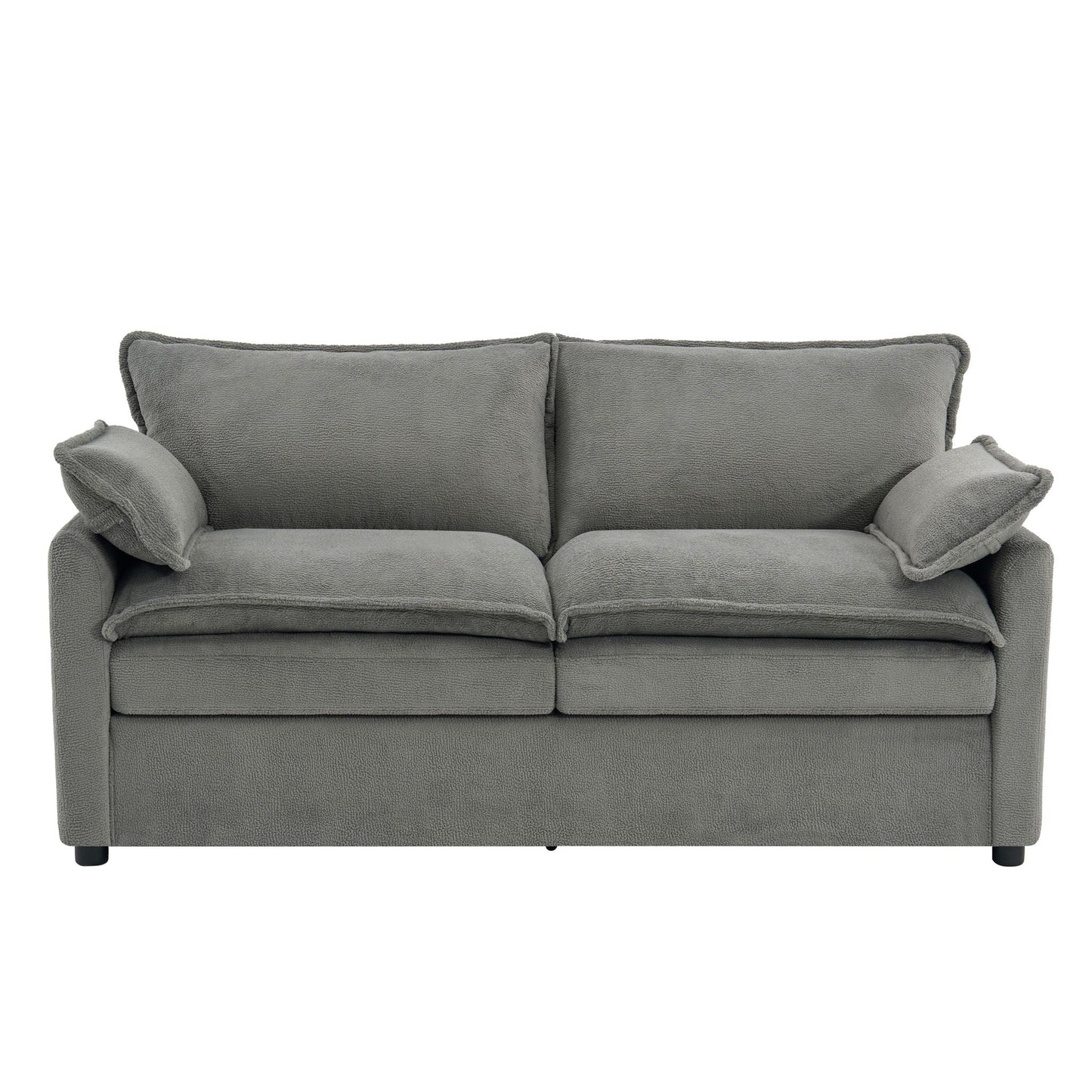 Modern Loveseat Sofa, Upholstered Couch With Side Storage Pockets