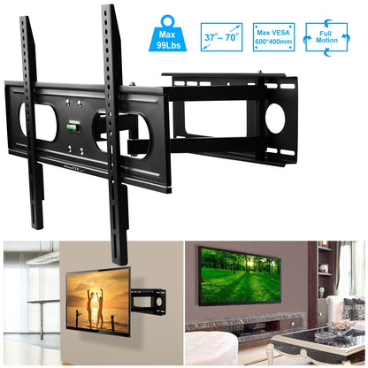 Full Motion TV Wall Mount Swivel Tilt TV Wall Rack Support 37-70Ó TV Wall Mount Max VESA Up To 600x400mm Holds Up To 99LBS