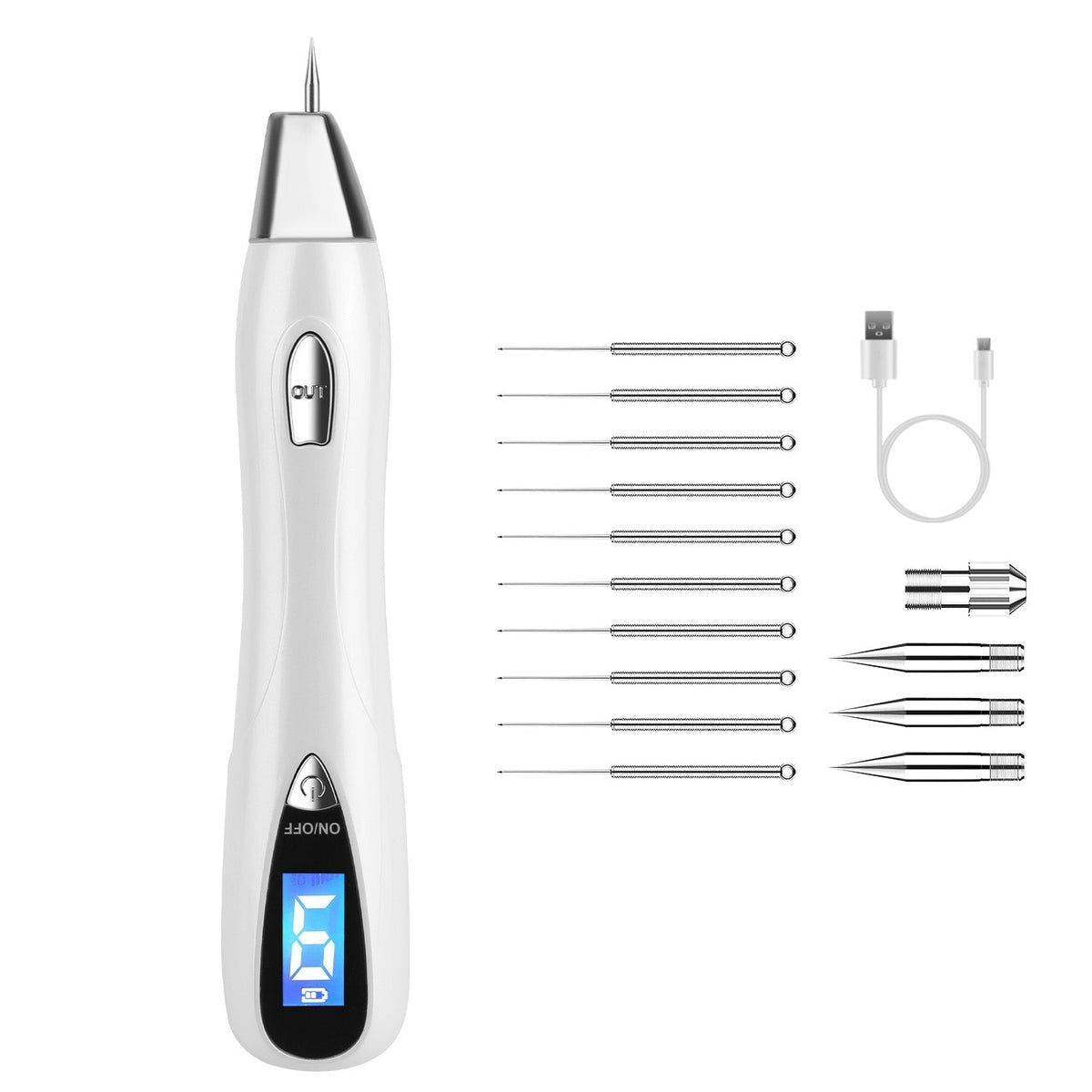 Skin Tag Remover Skin Tag Repair Kit Tattoo Freckle Wart Mole Remover Pen with 9 Intensity Levels 10 Fine Needles 3 Coarse Needles