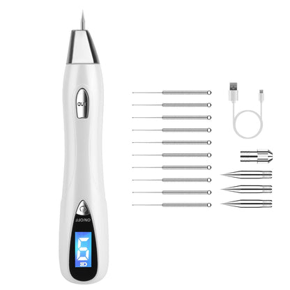 Skin Tag Remover Skin Tag Repair Kit Tattoo Freckle Wart Mole Remover Pen with 9 Intensity Levels 10 Fine Needles 3 Coarse Needles