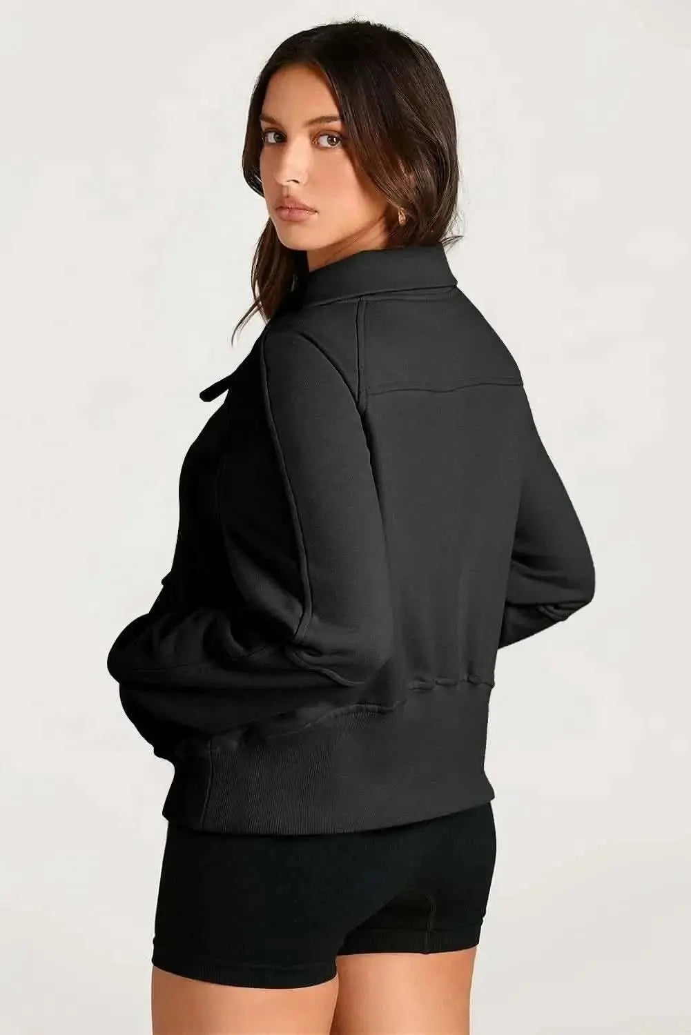 Trendsi Women's Half Zip Sweatshirt With Pockets — Fleece Pullover