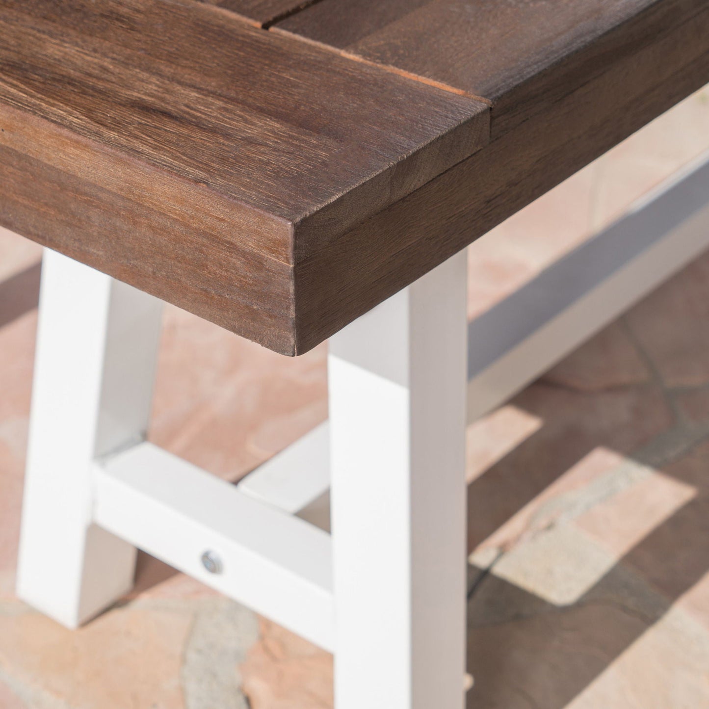 Tranquilizer Outdoor Acacia Wood Bench With Slat Panel Design
