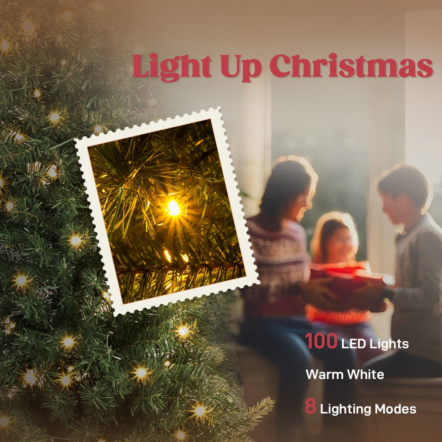 5 Ft Prelit Bent Top Christmas Tree with 300 LEDs and Metal Stand