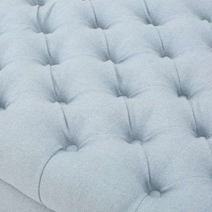 Hayes Contemporary Armed Storage Bench with Rolled Arms and Button Tufting