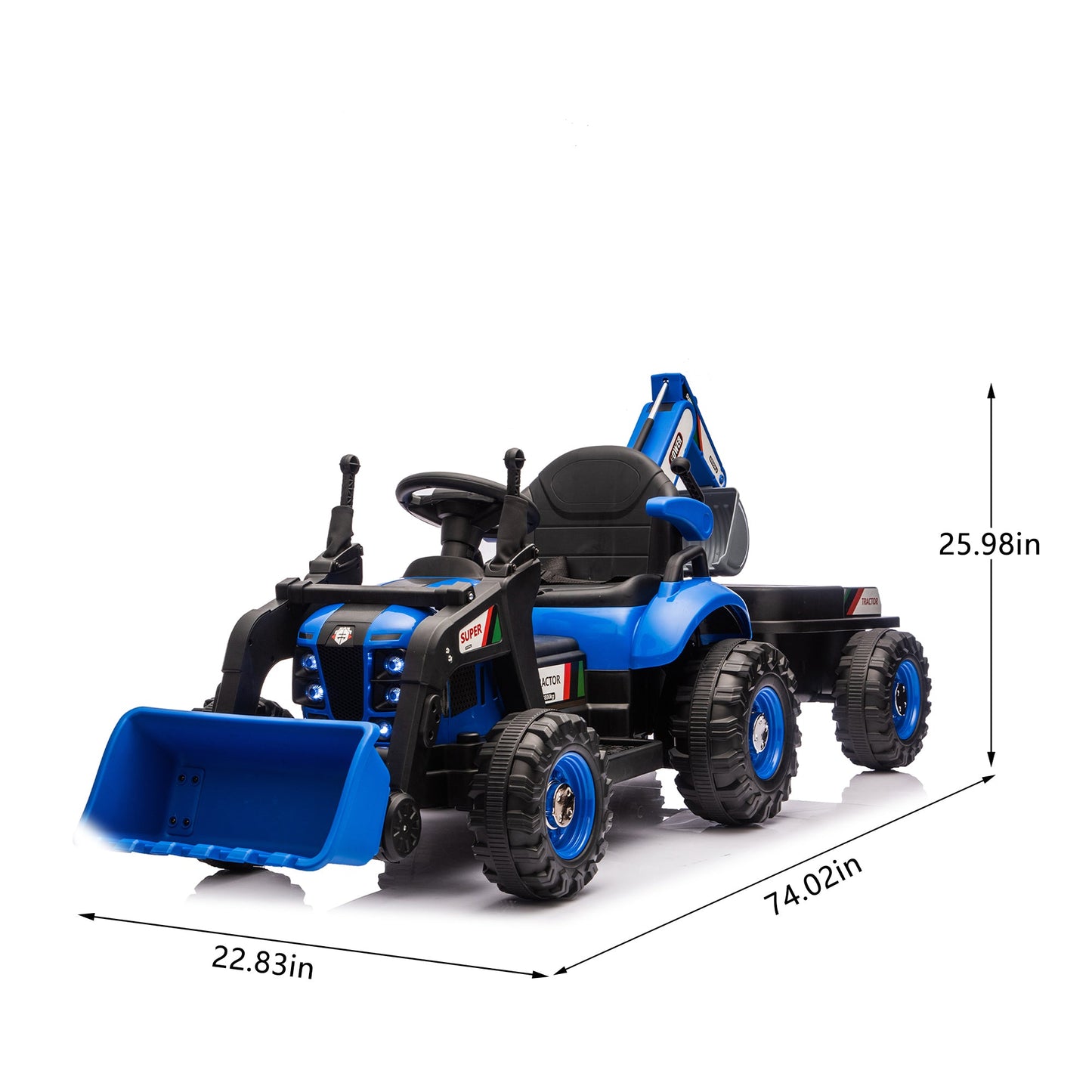 24V Kids Ride-On Electric Tractor Toy with 4-in-1 Construction Attachments