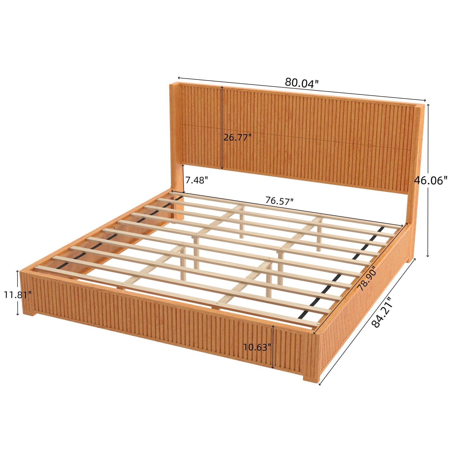 Platform Bed Frame With Headboard, Floor Standing Design