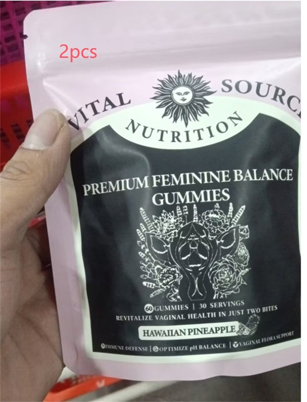 Premium Feminine Balance Gummies, Hawaiian Pineapple Flavor, Supports PH Balance & Vaginal Health, 60 Gummies, 30 Servings