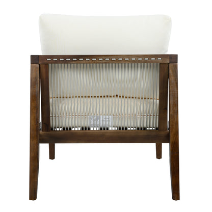 Outdoor Club Chairs (Set of 2), Acacia Wood Frame with Rope Back, Water-Repellent
