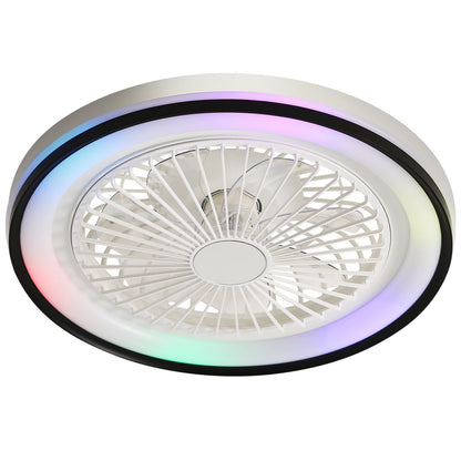 RGB Dimmable LED Enclosed Ceiling Fan with Light - White