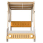 Twin Size Car Bed With Pillow, Ceiling Cloth And LED - Natural