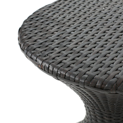 Outdoor 16-Inch Multi-Brown Wicker Hourglass Side Table
