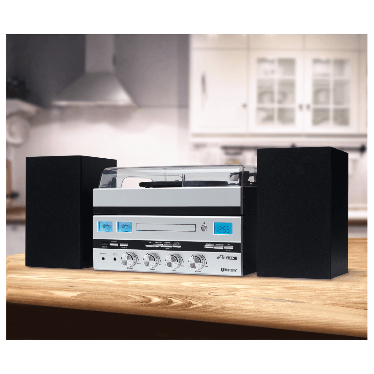 Victor Geneva 5-in-1 Desktop Music Center w Streaming Capabilities and FM Radio