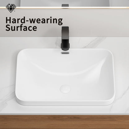 Undermount Bathroom Sink, Vessel Basin For Vanity Countertop - Milk White