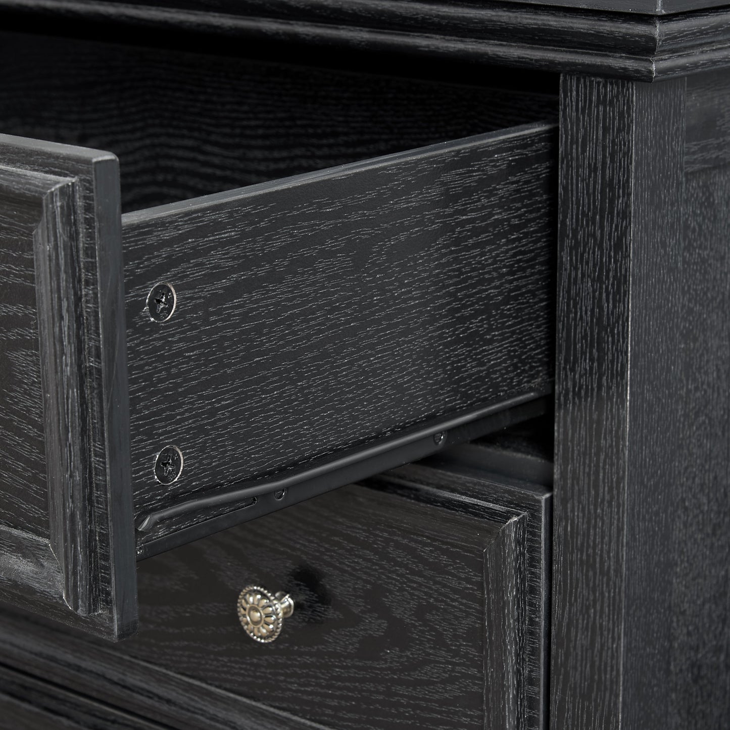 Modern 5-Drawer Black Dresser for Living Room Storage
