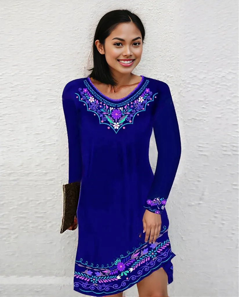 New Sexy Autumn fall Winter exotic  floral design Dress for Women 7 different colors