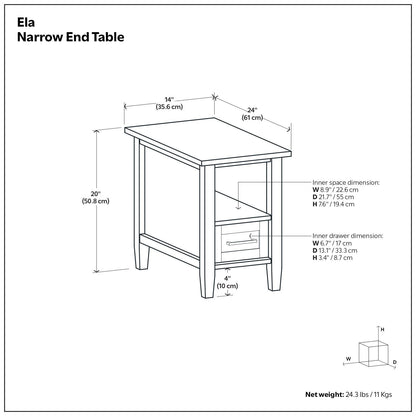 Ela - Narrow End Table - Brown