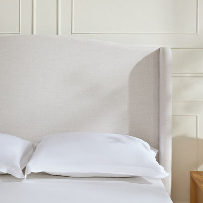 Hannah - Upholstered Wingback Bed Size / Tall Headboard Upholstered King Bed / Premium Textured Look / Minimalist Designs / No Box Spring Needed
